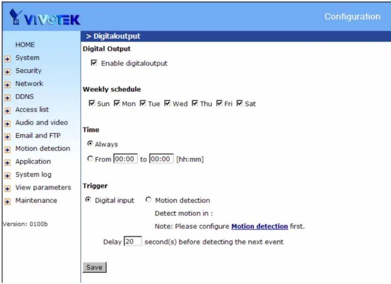 Vivotek IP7131 - Trigger digital output while motion detection - 1