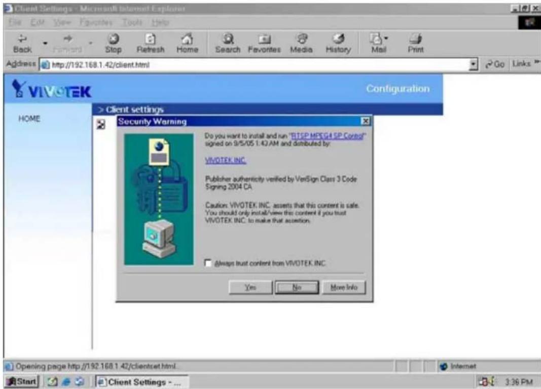 Vivotek IP7131 - Client settings - 1