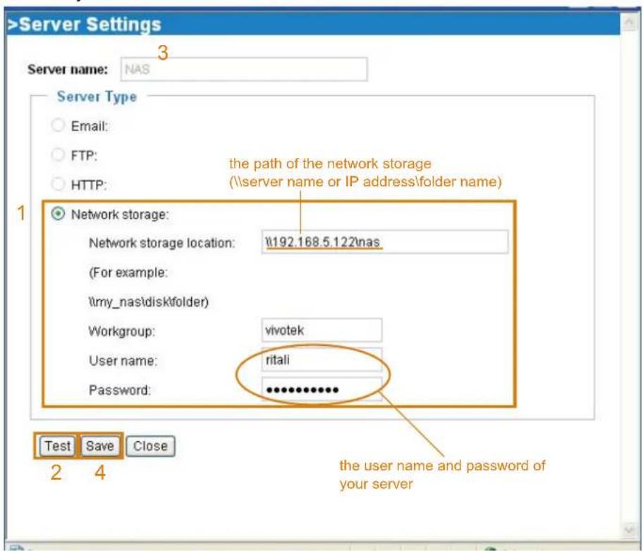 Vivotek IP7138 - Network Storage Setting - 1