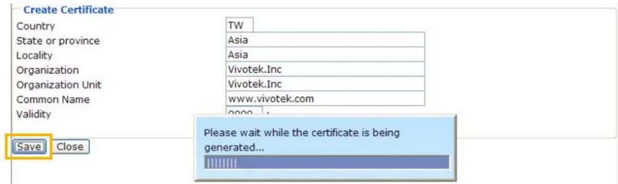 Vivotek IP7138 - Create self-signed certificate manually - 4