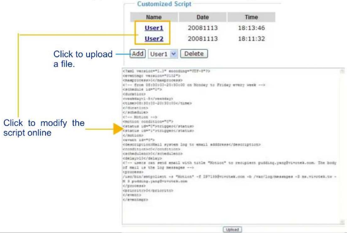 Vivotek IP7138 - Customized Script - 1