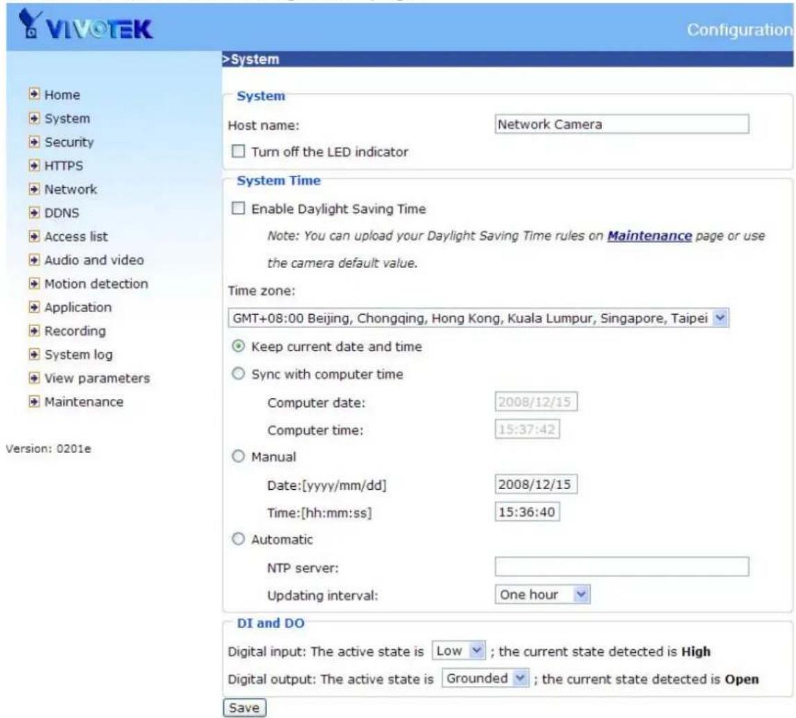 Vivotek IP7138 - Configuration - 1
