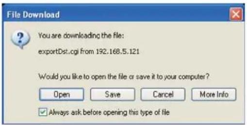 Vivotek IP7133 - Upload / Export Daylight Saving Time Configuration File - 2