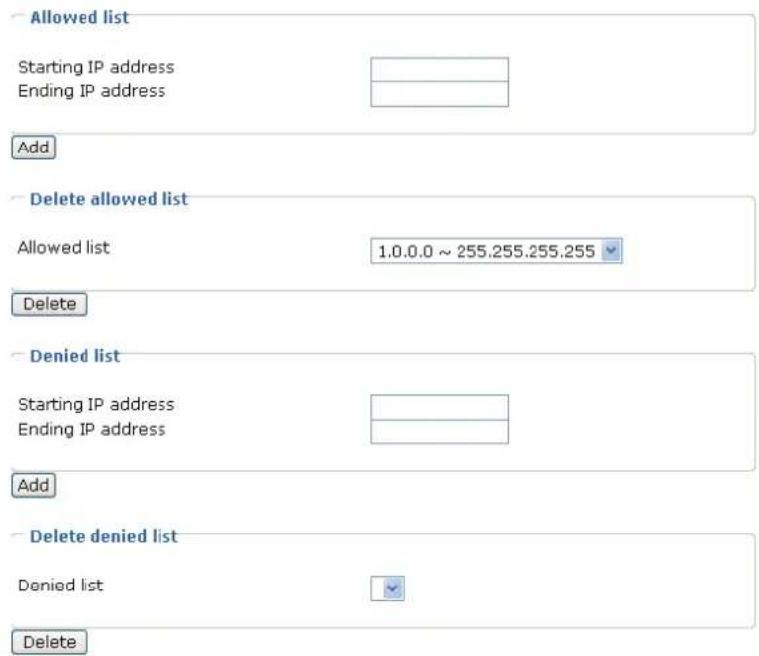 Vivotek IP7133 - Allowed list / Denied list - 1