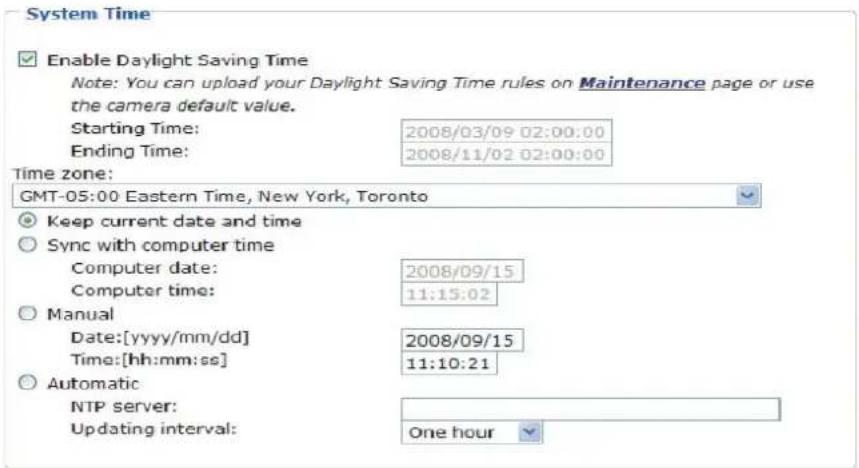 Vivotek IP7133 - System Time - 1