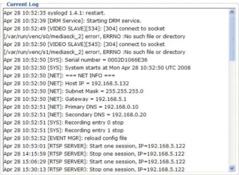 Vivotek IP7133 - Current Log - 1