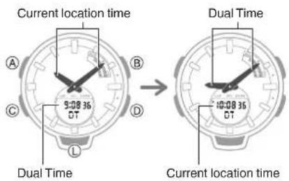 CASIO Baby-G BSA-B100-4A1ER - Swapping the Home City Time and Dual Time - 2