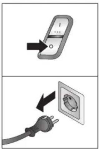 Diagram showing two electrical installation steps: one with a switch and arrow, the other with an electrical plug and arrow.