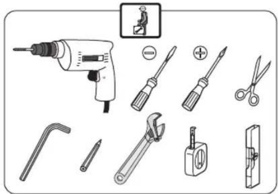 Diagram showing various types of electrical tools including a drill, screwdriver, wrench, and switch components with Chinese labels.
