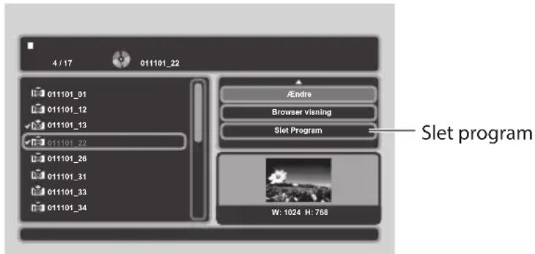Logik L72PDT13E - Sletning af filer fra programlisten - 1