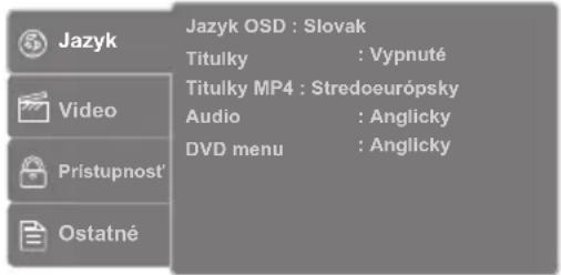 Jazyk OSD : Slovak Titulky : Vypnuté Titulky MP4 : Stredoeurópsky Audio : Anglicky DVD menu : Anglicky Video Prístupnost' Ostatné