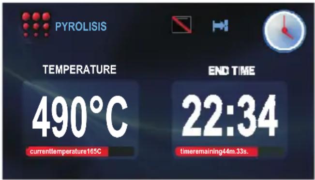 PYROLISIS TEMPERATURE 490°C currenttemperature165C END TIME 22:34 timeremaining44m.33s.