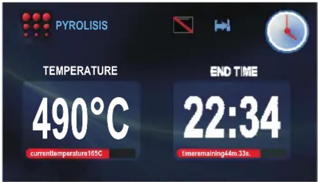 PYROLISIS TEMPERATURE 490°C currenttemperature165C END TIME 22:34 timeremaining44m.33s.
