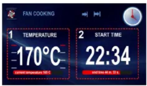 FAN COOKING 1 TEMPERATURE -170°C cement temperature 165 C 2 START TIME 22:34 end time 44 m. 30 s.