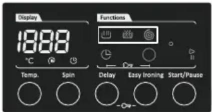Display 1888 °C Temp. Spin Functions Delay Easy Ironing Start/Pause