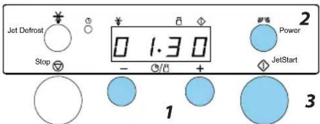 Jet Defrost Stop 0 1:30 Power JetStart 1 2 3