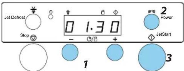 Jet Defrost Stop 0 1:30 - + 2 Power JetStart 1 3