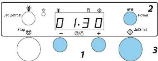 Jet Defrost Stop 0 1:30 Power JetStart 1 2 3