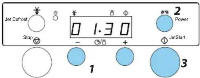 Jet Defrost Stop 0 1.3 0 - ○/○ + 1 2 Power JetStart 3
