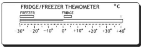 FRIDGE/FREEZER THEMOMETER °C FREEZER FRIDGE 1 -30° -20° -10° 0° +10° +20° +30° +40°