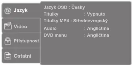 Jazyk OSD : Česky Titulky : Vypnuto Titulky MP4 : Sředoevropsky Audio : Angličtina DVD menu : Angličtina Video Přístupnost Ostatní