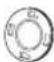 Technical diagram showing a washing machine with three labeled parts: a close-up view of the internal component, a mechanical assembly, and a flanged housing.