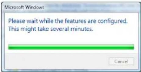 Microsoft Windows Please wait while the features are configured. This might take several minutes.