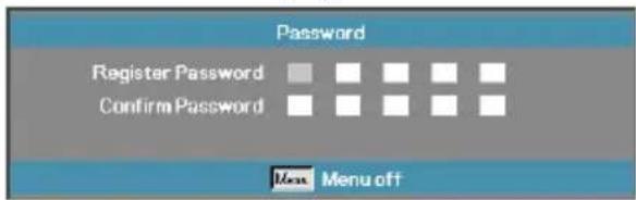 Password Register Password Confirm Password Menu off
