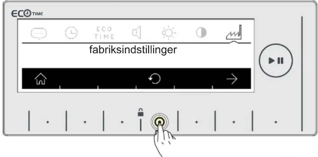 ECO TIME fabriksindstillinger