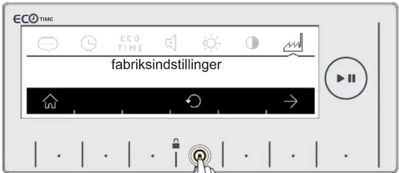 ECO TIME fabriksindstillinger
