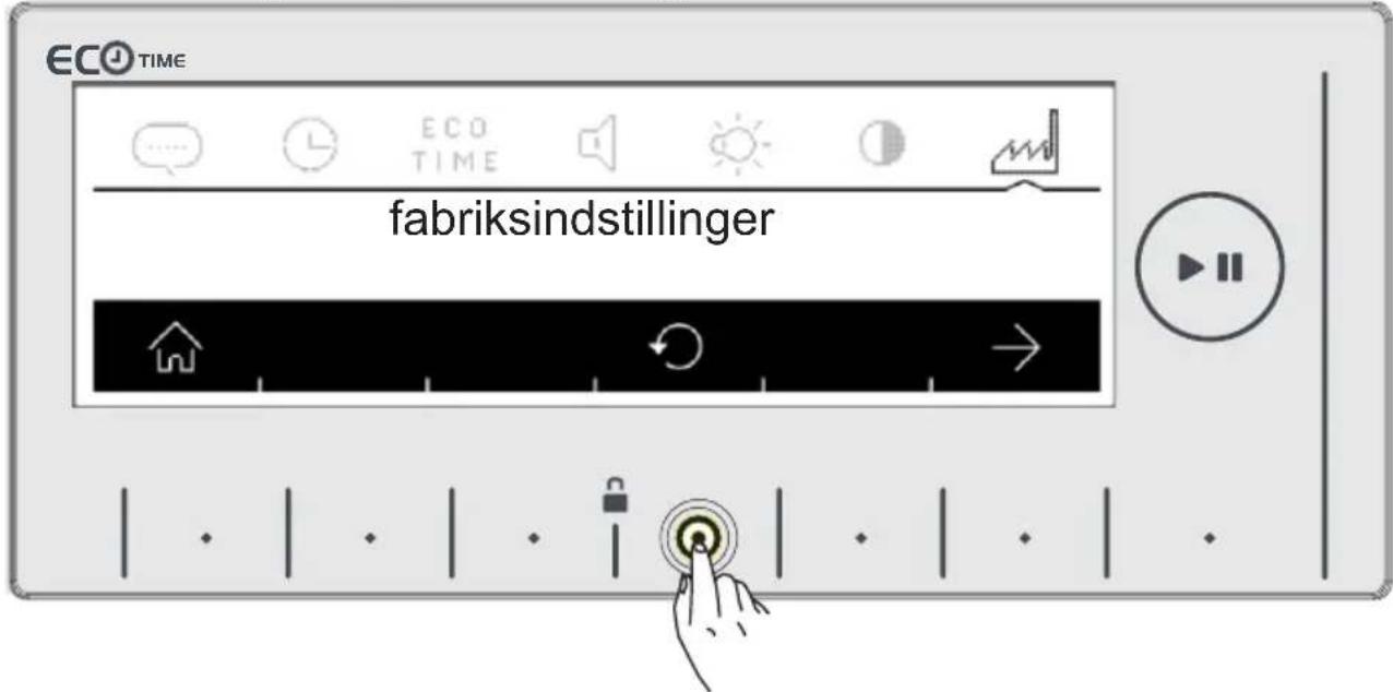 ECO TIME fabriksindstillinger