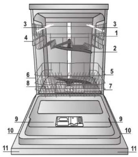 Technical diagram of a mechanical device with numbered components for identification