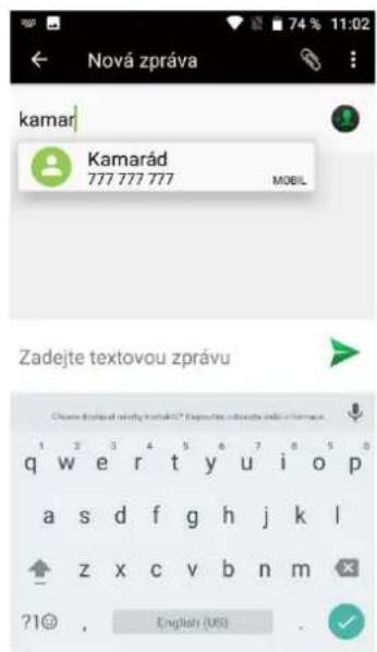 Nová zpráva kamar Kamarád 777 777 777 MOBIL Zadejte textovou zprávu 1 2 3 4 5 6 7 8 9 0 q w e r t y u i o p a s d f g h j k l z x c v b n m ?10 , English (US) .