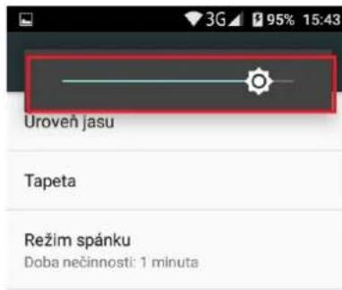 3G 95% 15:43 Uroveň jasu Tapeta Režim spánku Doba nečinnosti: 1 minuta