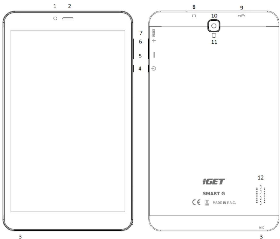 1 2 7 6 5 4 8 9 10 RESET + - - - i11 iGET 12 SMART G CE MADE IN R.R.C. MIC 3 3