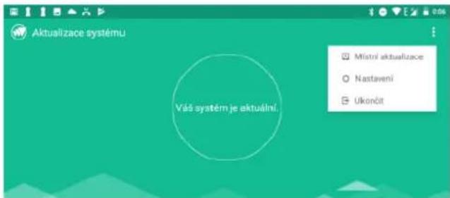 Aktualizace systému Váš systém je aktuální. Miatní aktualizace Nastavení Ukončit