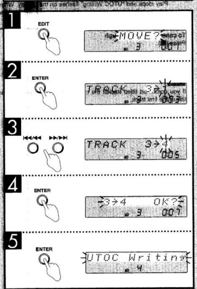 1 EDIT new MOVE? move ot no 3 0.07 2 ENTER TRACK will be 3 >> 7 no right left end 3 3 TRACK 3 > 4 no 3 0.05 4 ENTER >3 > 4 OK ? no 3 0.07 5 ENTER UTOC Writin no 4