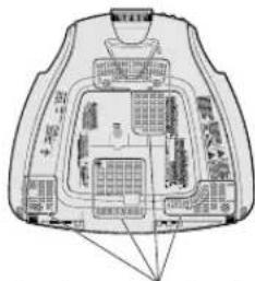 Technical diagram of a vehicle or parking garage with labeled sections and layout annotations