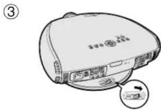Diagram of a device with Chinese text labels and an arrow pointing to a button, marked as figure ③.