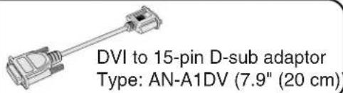 DVI to 15-pin D-sub adaptor Type: AN-A1DV (7.9" (20 cm)