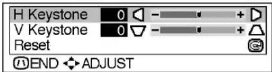 H Keystone 0 - + V Keystone 0 - + Reset END ADJUST