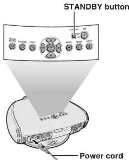 STANDBY button Power cord