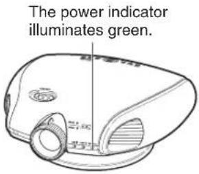 The power indicator illuminates green.