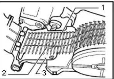 Technical diagram of a mechanical assembly with numbered components, likely illustrating a gear or cam mechanism.