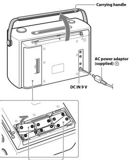 Carrying handle AC power adaptor (supplied) ① DC IN 9 V