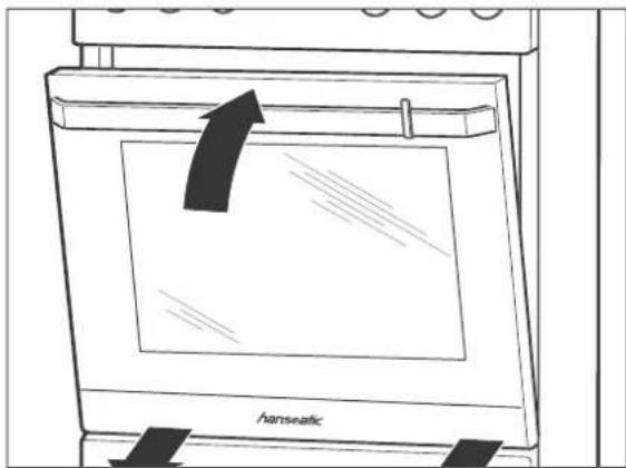 Hanseatic 6022CE3.334eEHiTaDXv - Removing the oven door from its hinges - 2