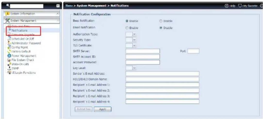 Thecus N12000PRO - Notification configuration - 1