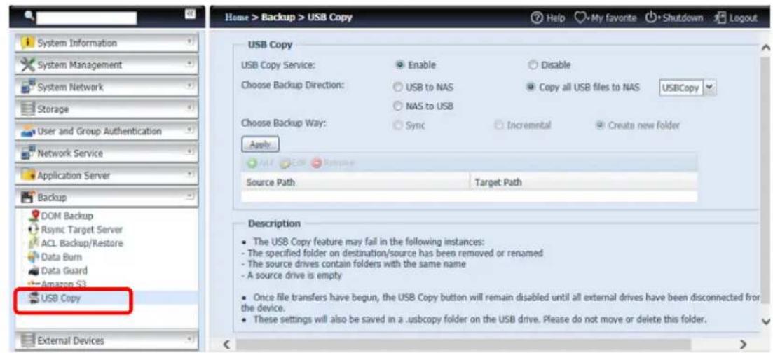 Thecus N12000PRO - USB Copy - 1