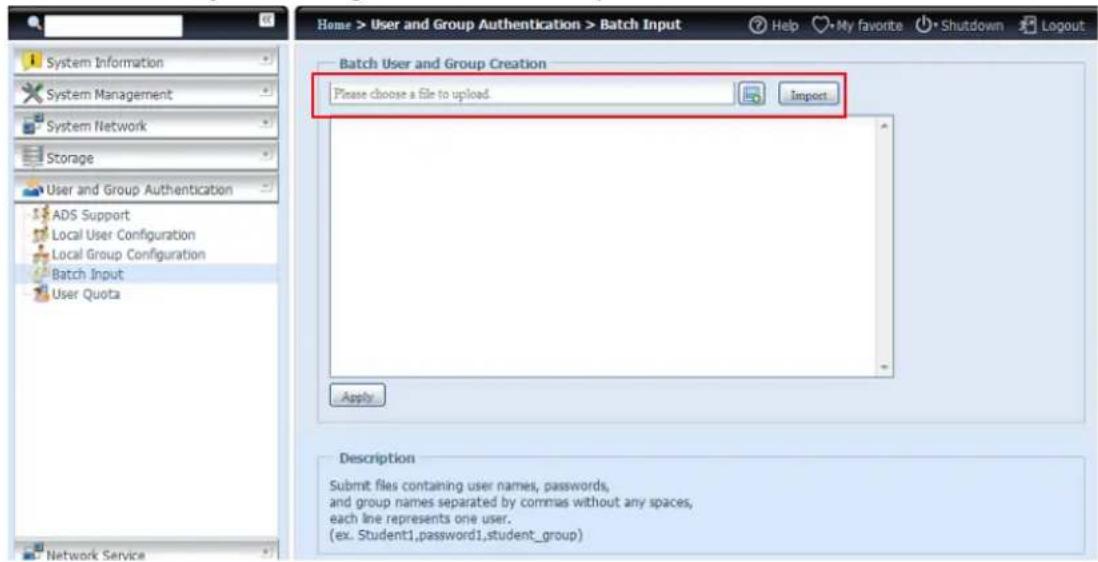 Thecus N12000PRO - Batch Users and Groups Creation - 1