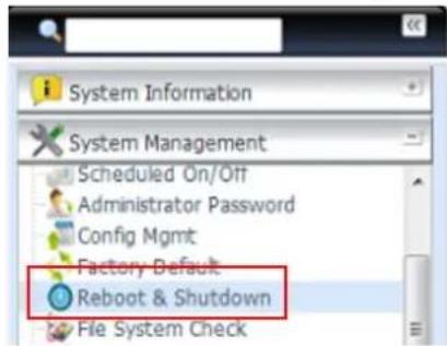 Thecus N12000PRO - - Shutdown/Reboot System - 1